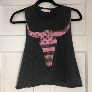 Grey Muscle Tank with Pink Graphic